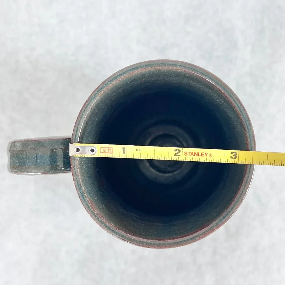 Vintage Handmade Stoneware Studio Pottery Mug Artist Signed Green and Brown - Picture 3 of 10